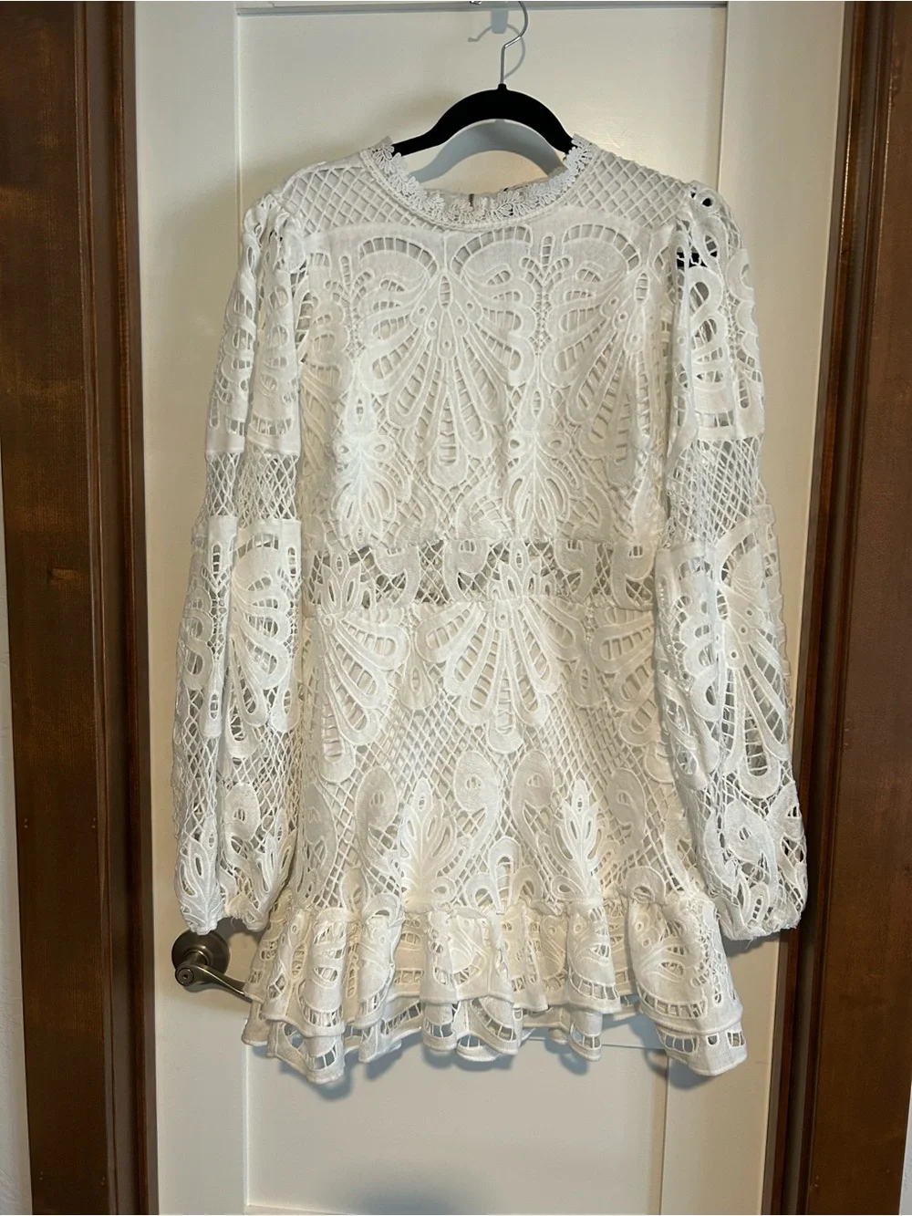 Showpo Kiss Me Now Dress White Lace Eyelet puff sleeve Dress Size 12 New - Picture 2 of 15